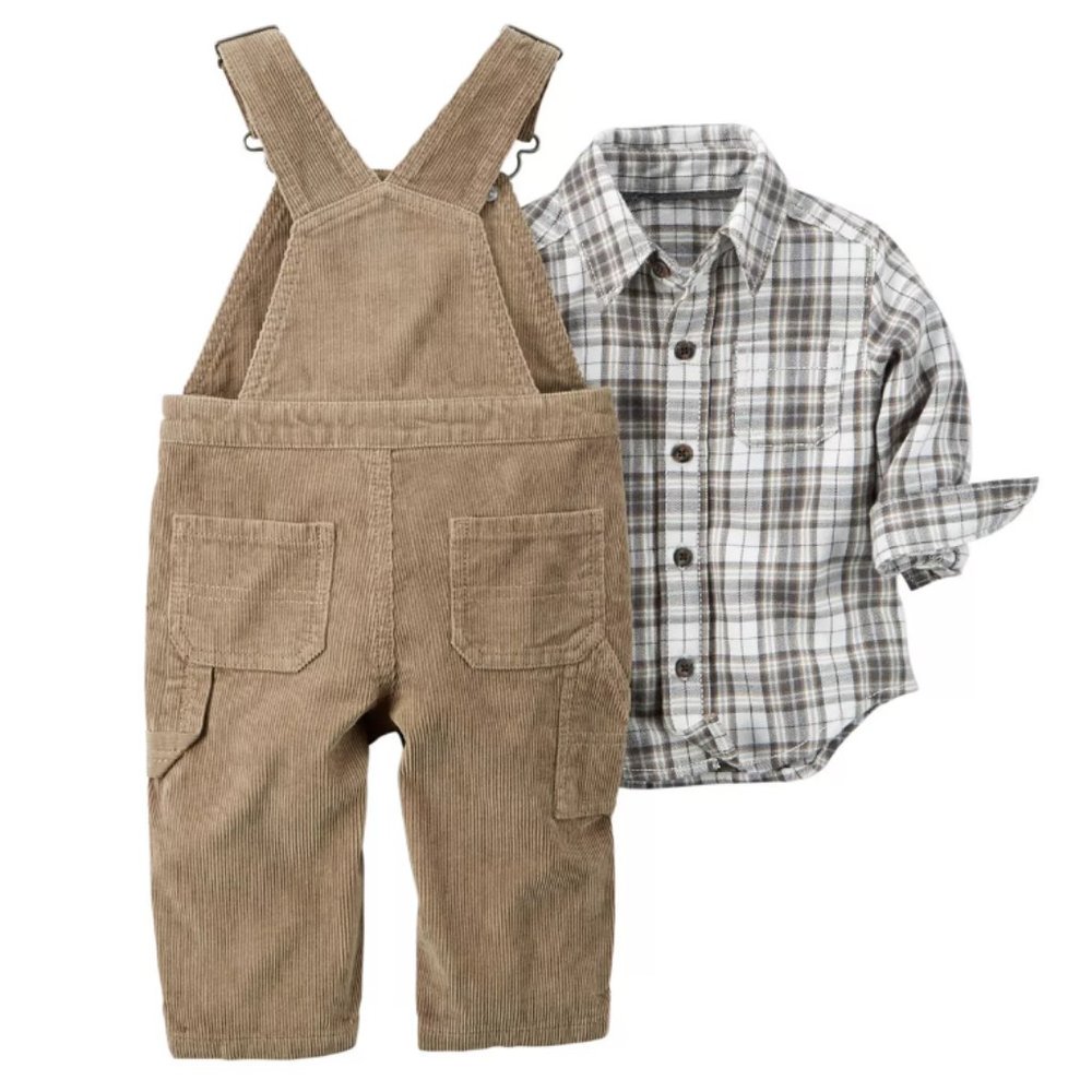 CARTER'S Corduroy Overalls with Coordinating Shirt - Picture 8 of 9